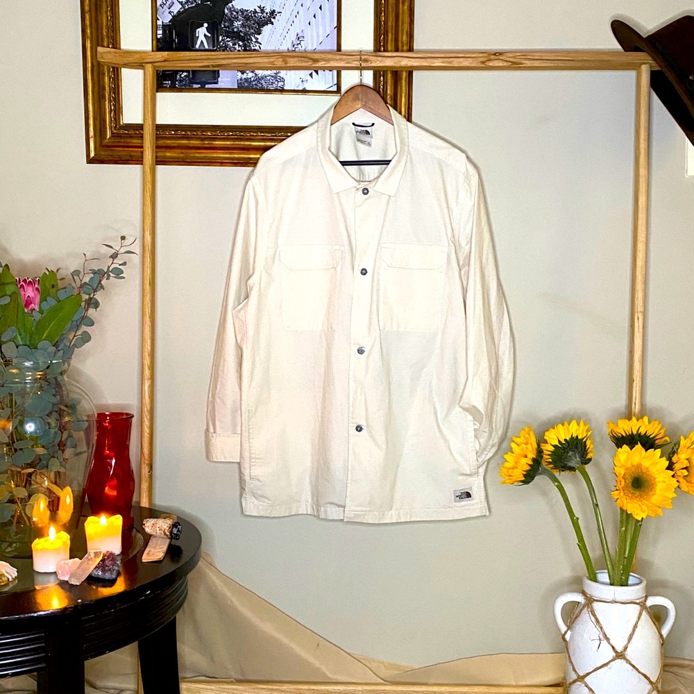 Cream/off-white North Face Button Jacket